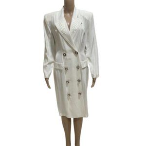 DB Designs Vintage 80s Ivory Ivory Blazer Midi Dress Size 8